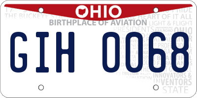 OH license plate GIH0068
