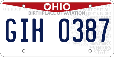 OH license plate GIH0387