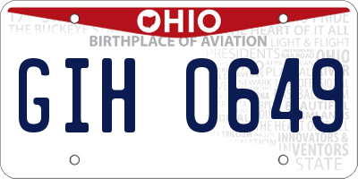 OH license plate GIH0649