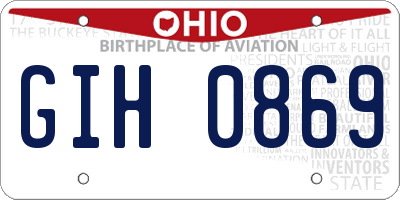 OH license plate GIH0869
