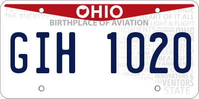 OH license plate GIH1020