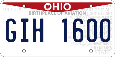 OH license plate GIH1600