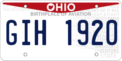 OH license plate GIH1920