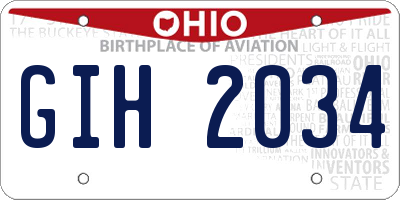OH license plate GIH2034