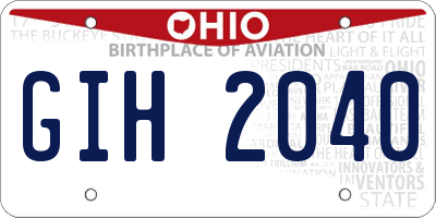 OH license plate GIH2040