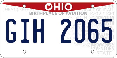 OH license plate GIH2065