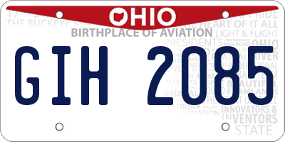 OH license plate GIH2085