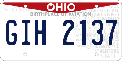 OH license plate GIH2137