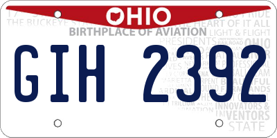 OH license plate GIH2392