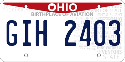 OH license plate GIH2403
