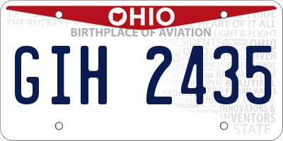 OH license plate GIH2435