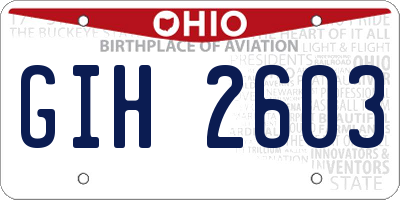 OH license plate GIH2603