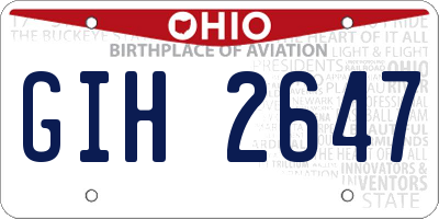 OH license plate GIH2647