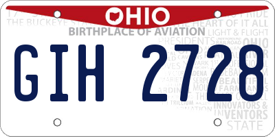 OH license plate GIH2728