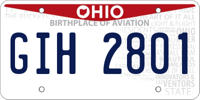 OH license plate GIH2801