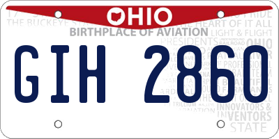 OH license plate GIH2860