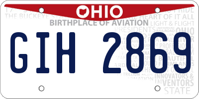 OH license plate GIH2869