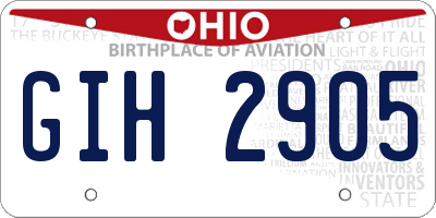 OH license plate GIH2905