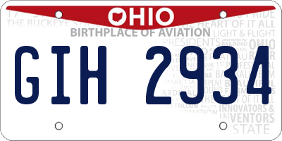 OH license plate GIH2934
