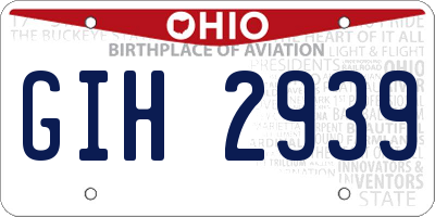 OH license plate GIH2939