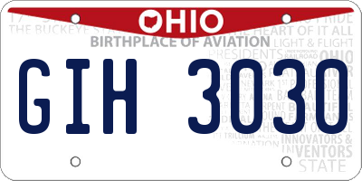 OH license plate GIH3030