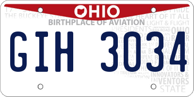 OH license plate GIH3034