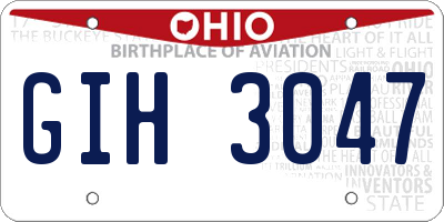 OH license plate GIH3047
