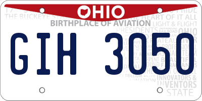 OH license plate GIH3050