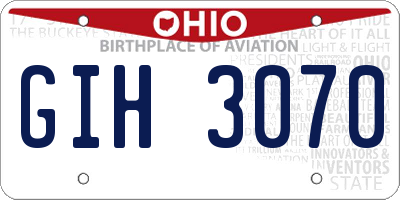 OH license plate GIH3070