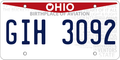 OH license plate GIH3092
