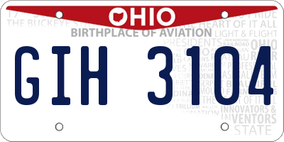 OH license plate GIH3104