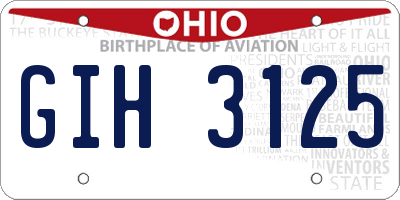 OH license plate GIH3125