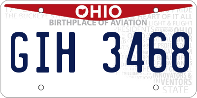 OH license plate GIH3468