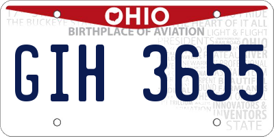 OH license plate GIH3655