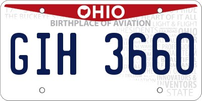 OH license plate GIH3660