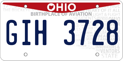 OH license plate GIH3728