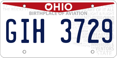 OH license plate GIH3729