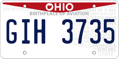 OH license plate GIH3735