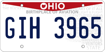 OH license plate GIH3965