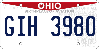 OH license plate GIH3980