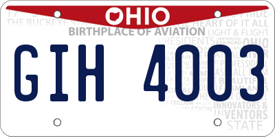OH license plate GIH4003