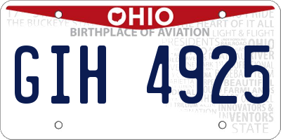 OH license plate GIH4925
