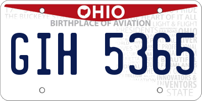 OH license plate GIH5365