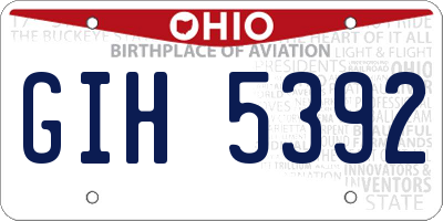 OH license plate GIH5392