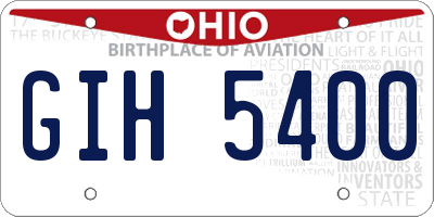 OH license plate GIH5400