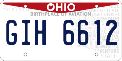 OH license plate GIH6612
