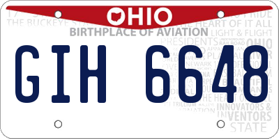 OH license plate GIH6648