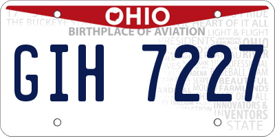 OH license plate GIH7227