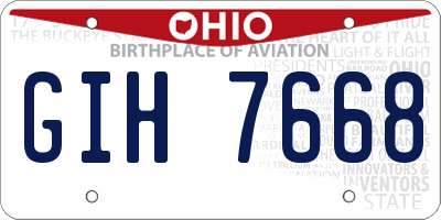 OH license plate GIH7668