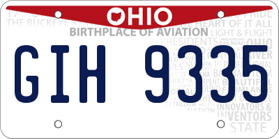 OH license plate GIH9335